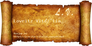 Lovritz Vitália névjegykártya